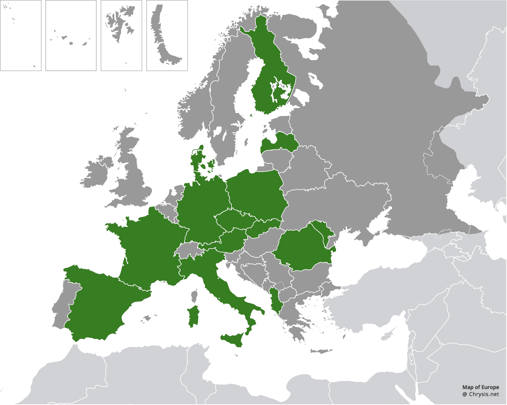 European distribution of Chrysis succincta Linnaeus, 1767