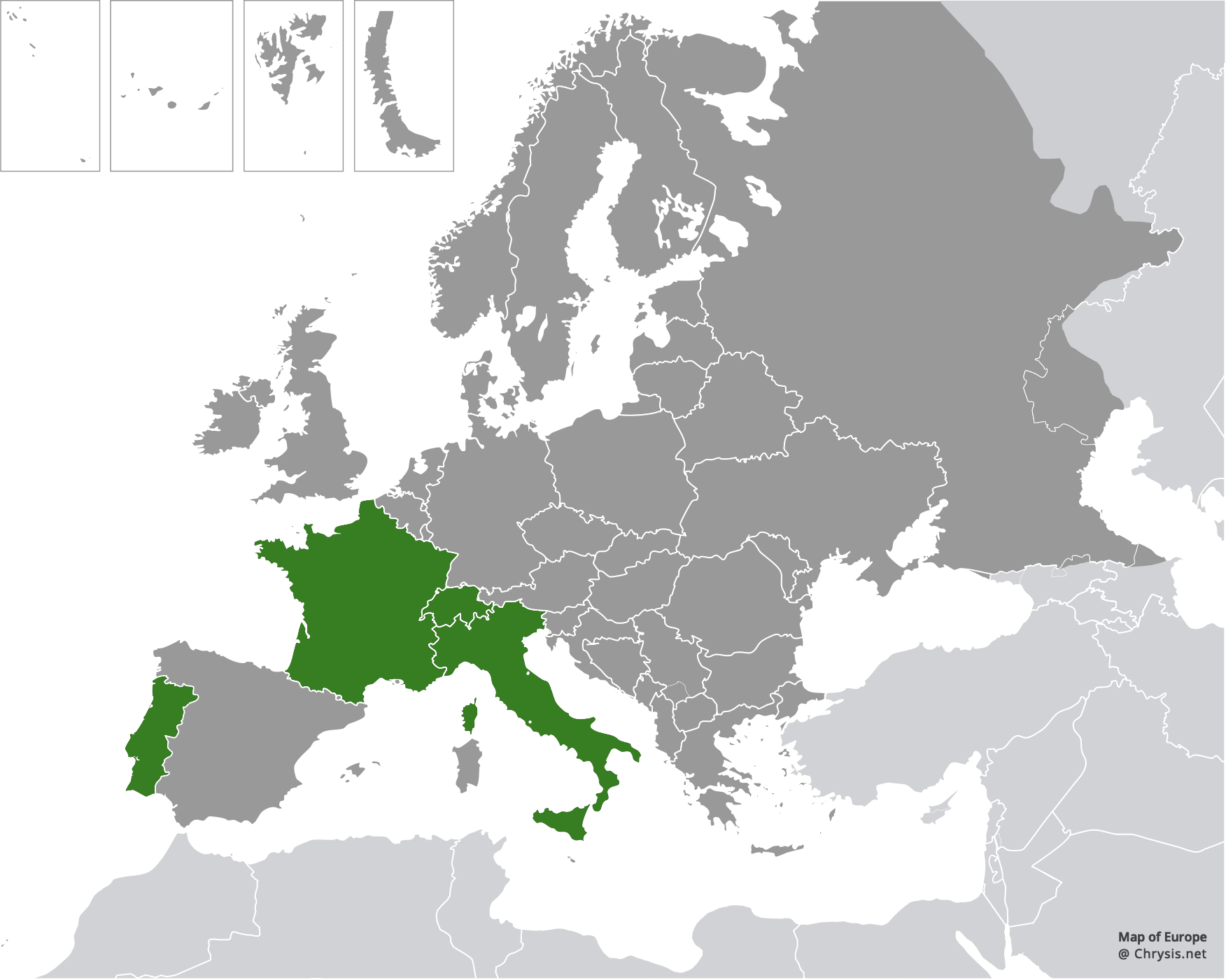 European distribution of Chrysis succincta succinctula