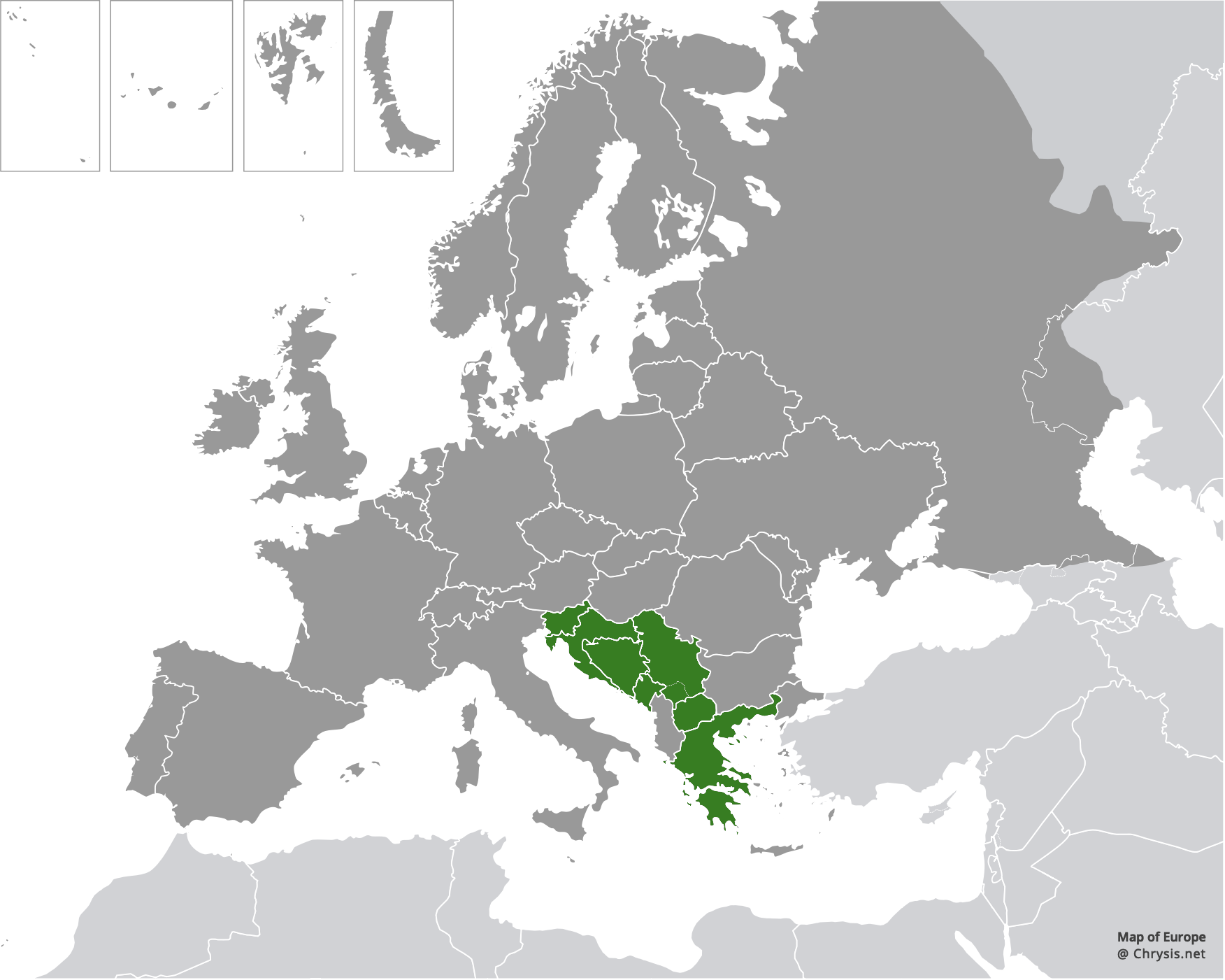 European distribution of Chrysura ciliciensis (Mocsáry, 1914)