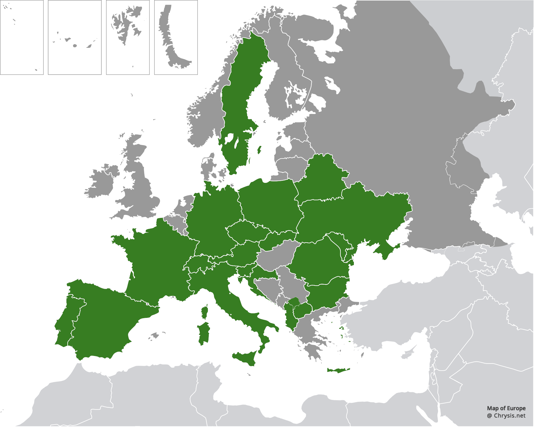 European distribution of Chrysura dichroa (Dahlbom, 1854)