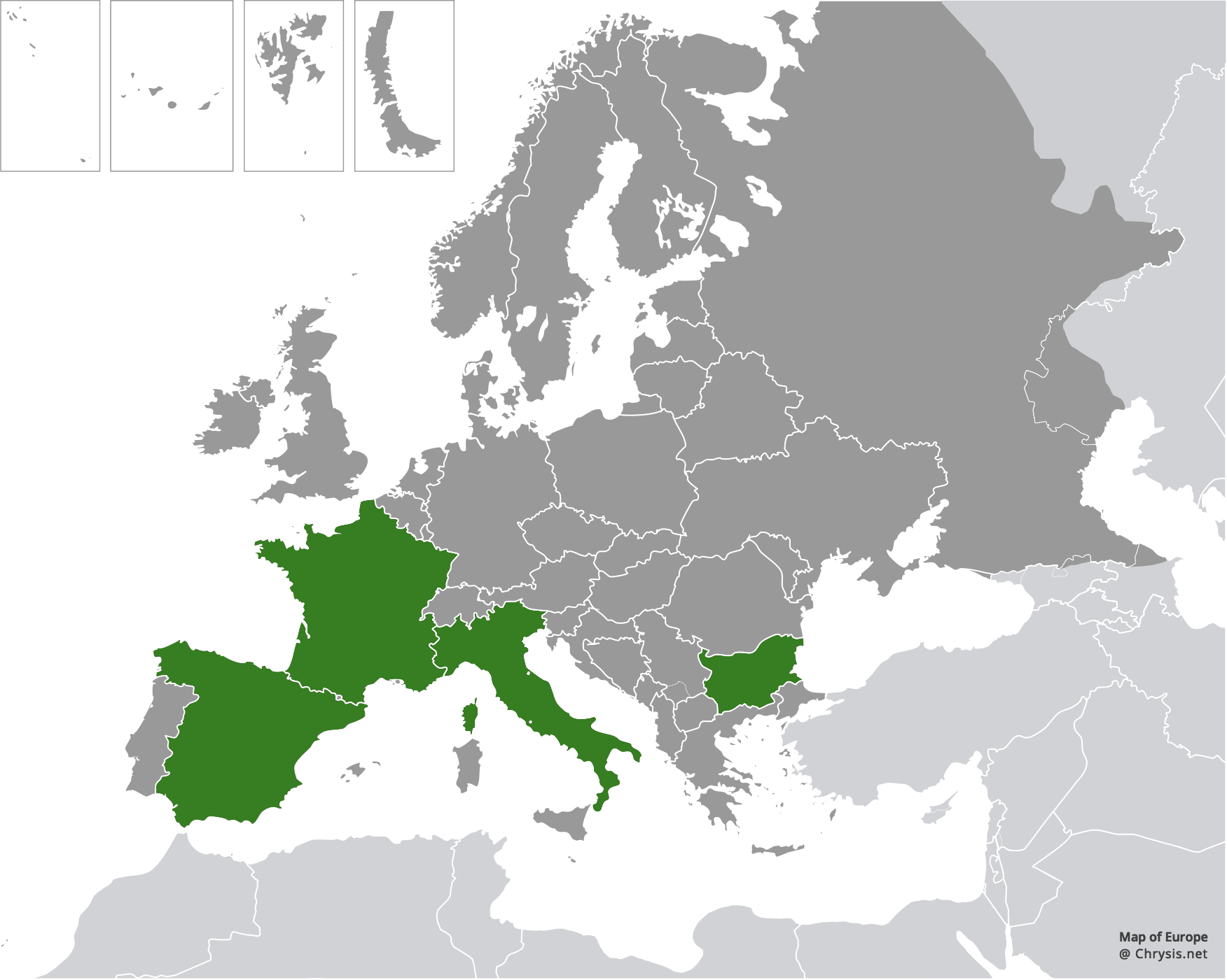 European distribution of Chrysura isabella (Trautmann, 1926)