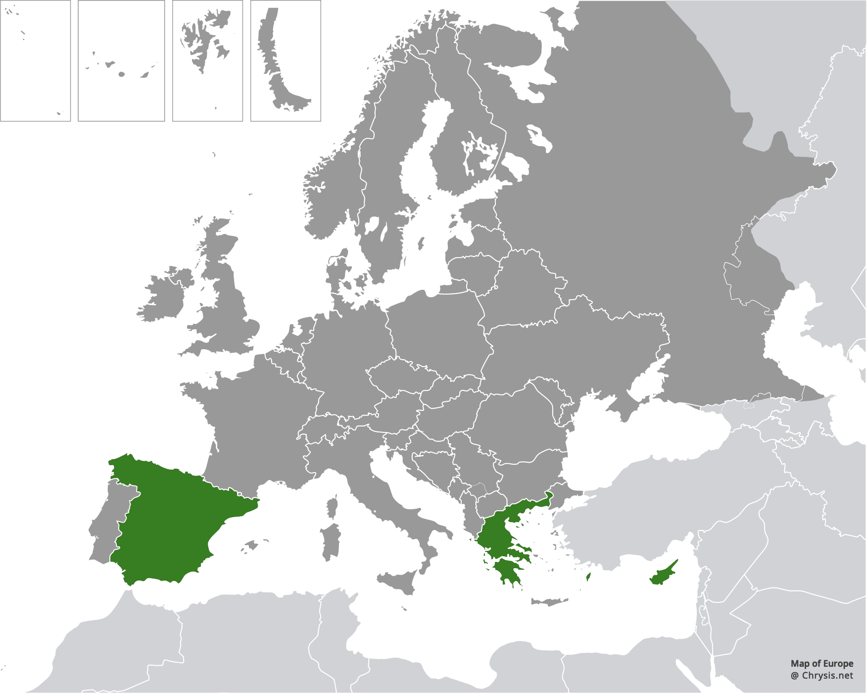 European distribution of Chrysura oraniensis