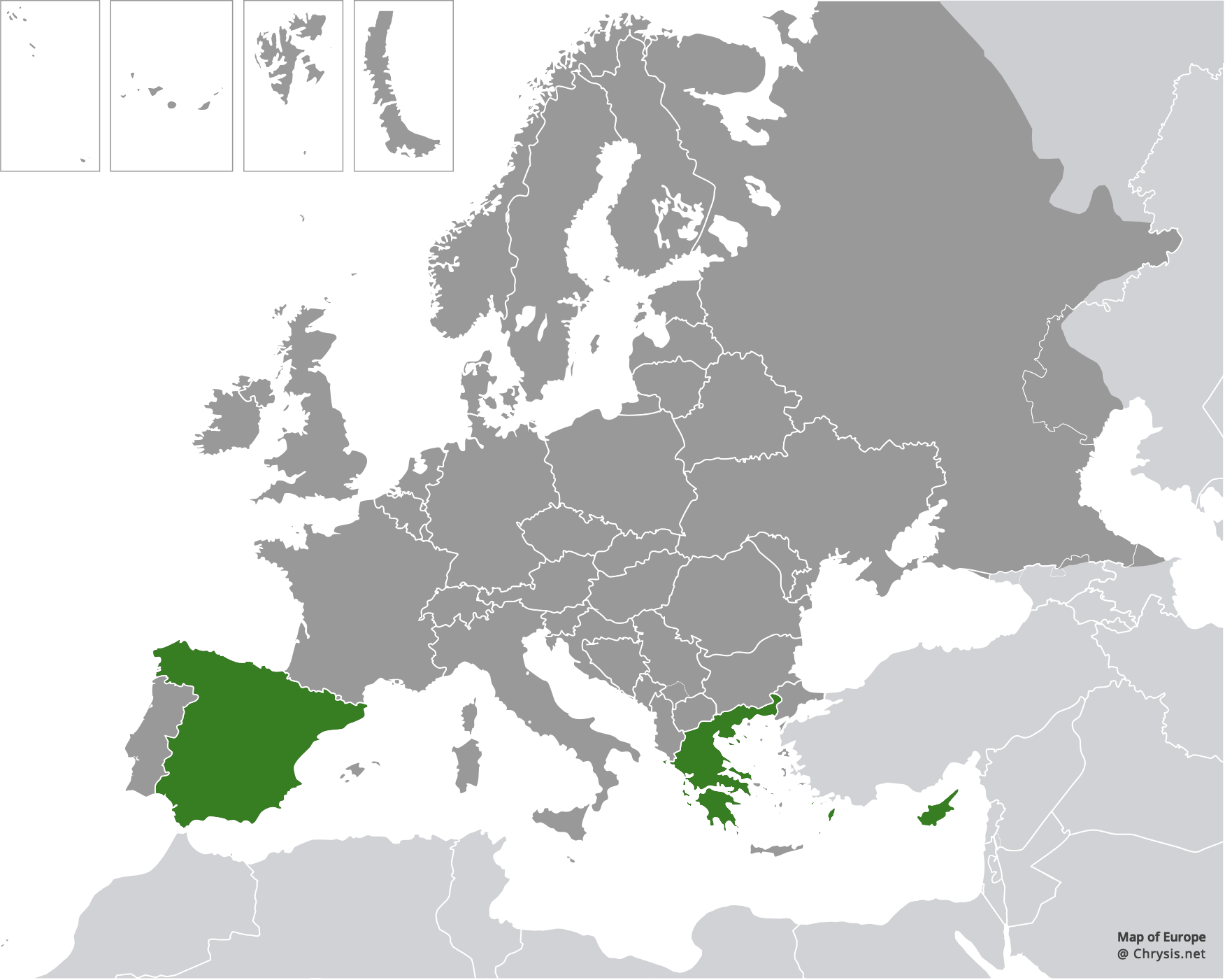 European distribution of Chrysura oraniensis (Lucas, 1849)