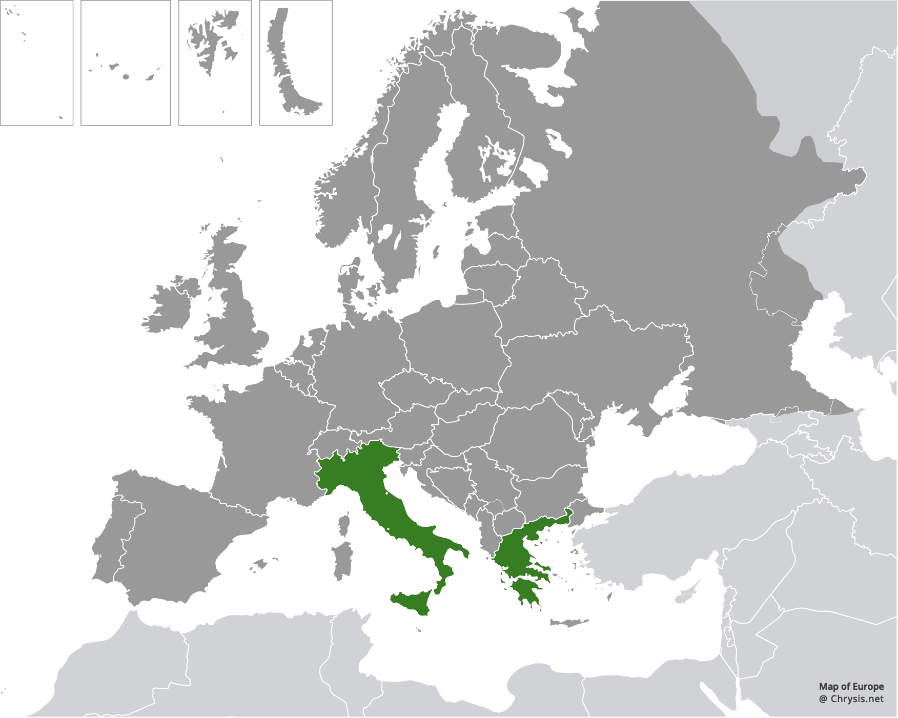 European distribution of Chrysura oraniensis porphyrea (Mocsáry, 1889)