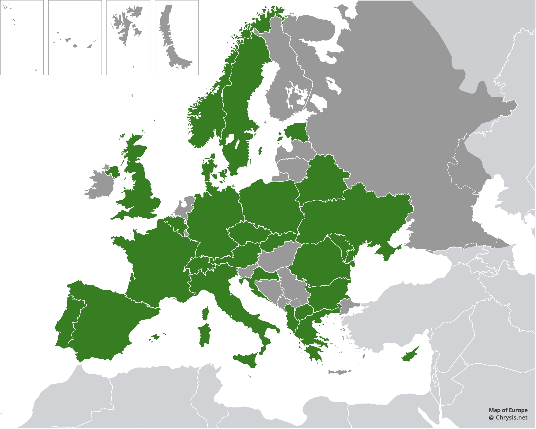 European distribution of Chrysura radians (Harris, 1776)