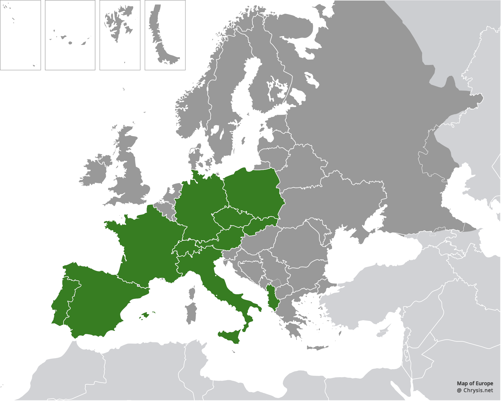 European distribution of Chrysura simplex (Dahlbom, 1854)