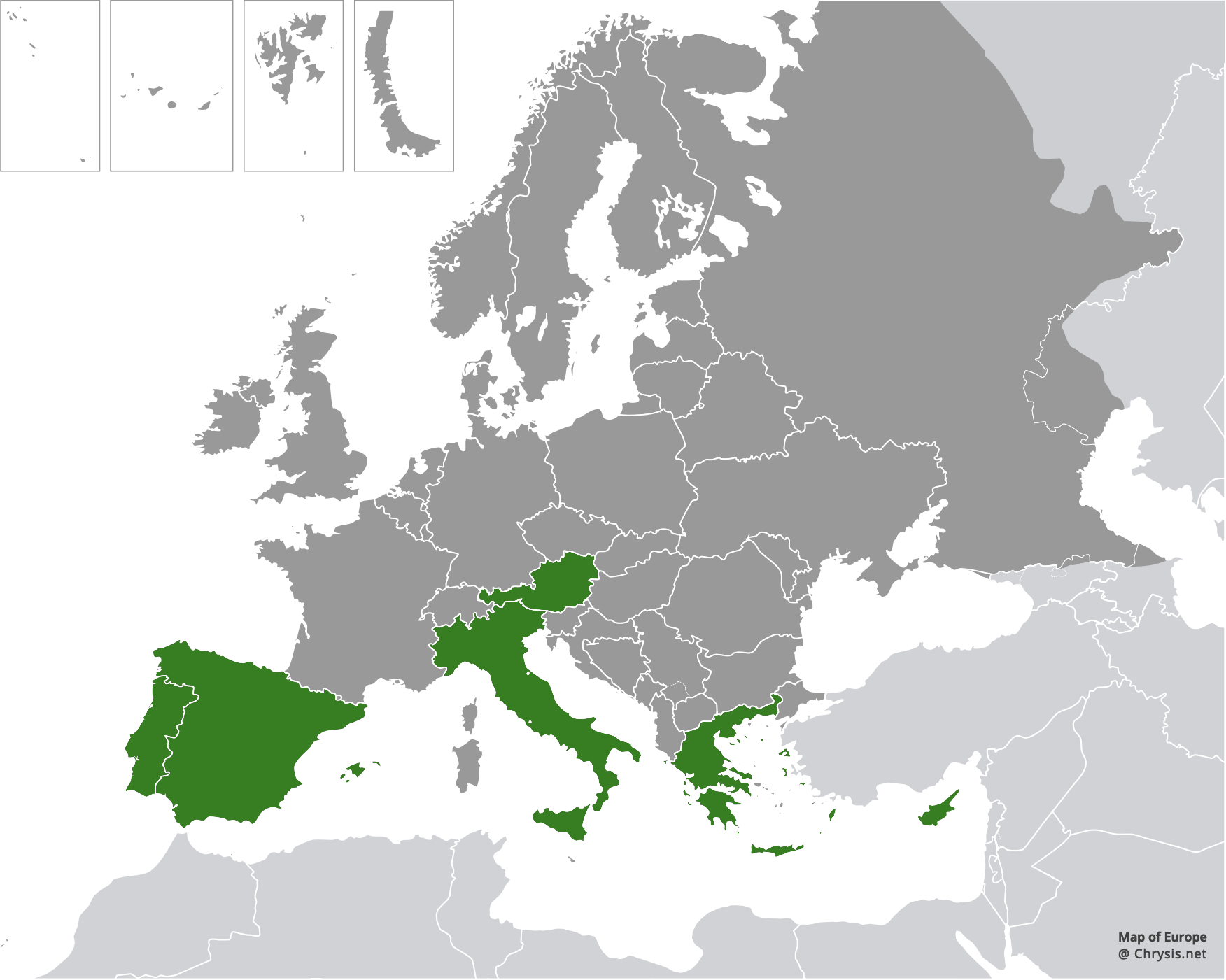 European distribution of Chrysura sulcata (Dahlbom, 1845)