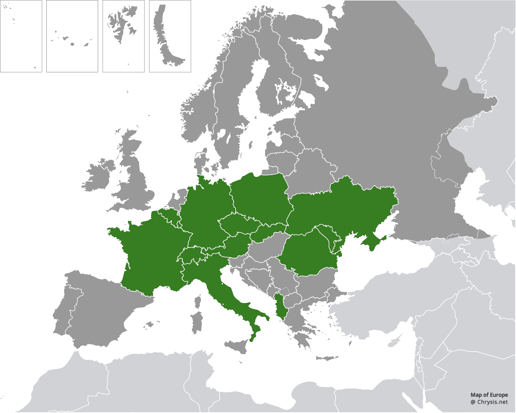 European distribution of Chrysura trimaculata (Förster, 1853)