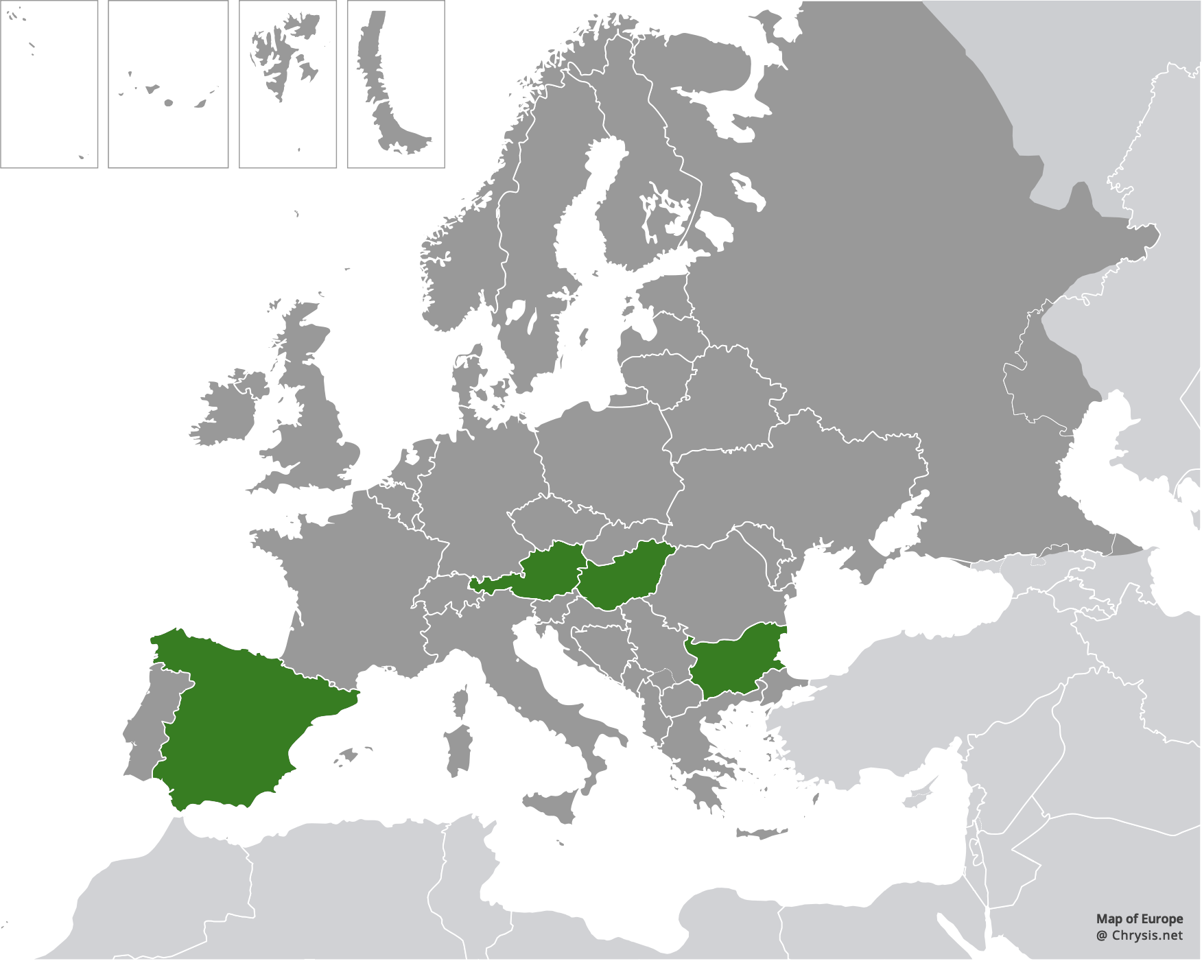 European distribution of Hedychridium adventicium