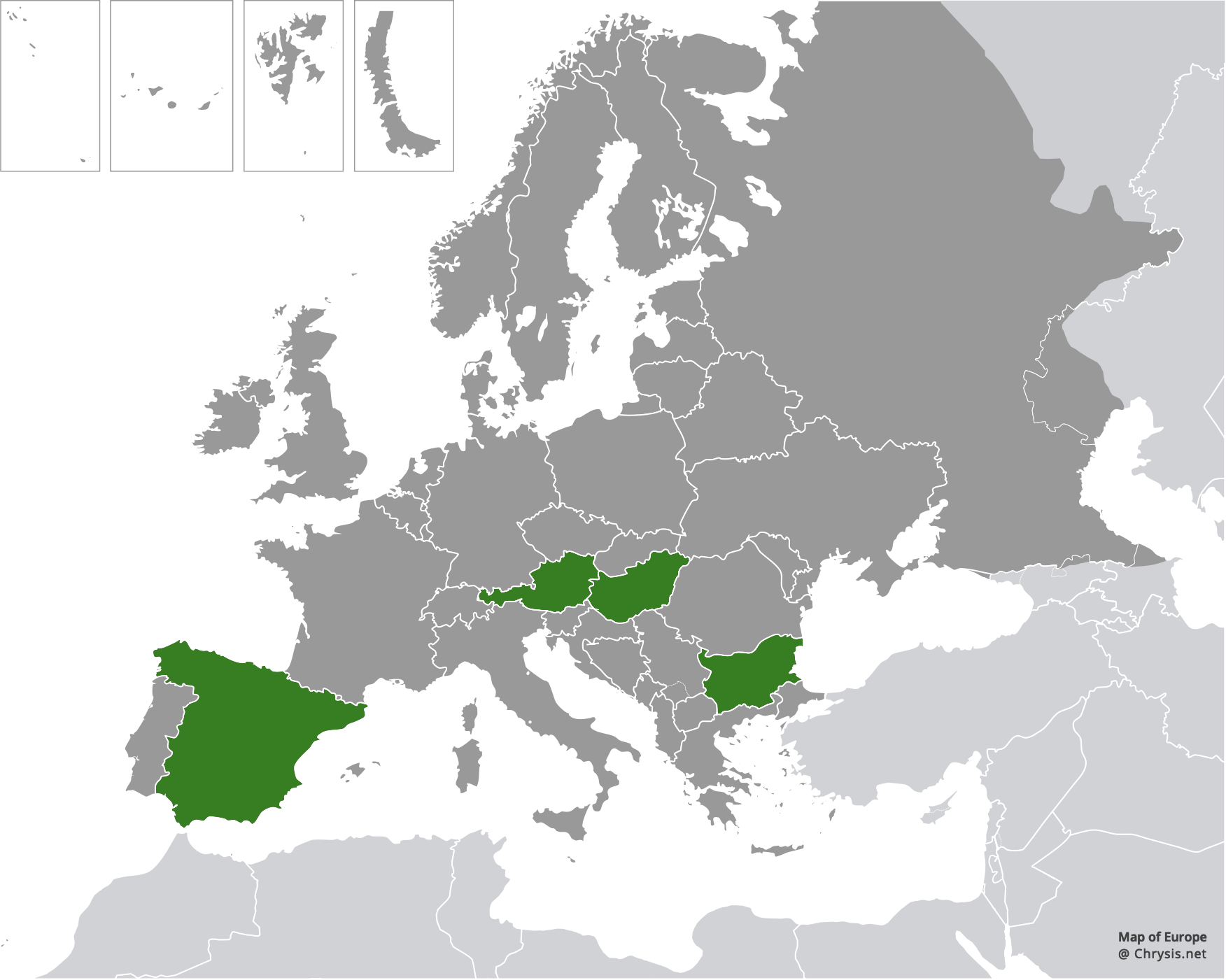 European distribution of Hedychridium adventicium Zimmermann, 1961