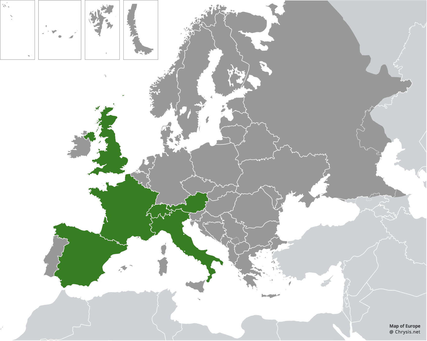 European distribution of Hedychridium aereolum Buysson, 1893