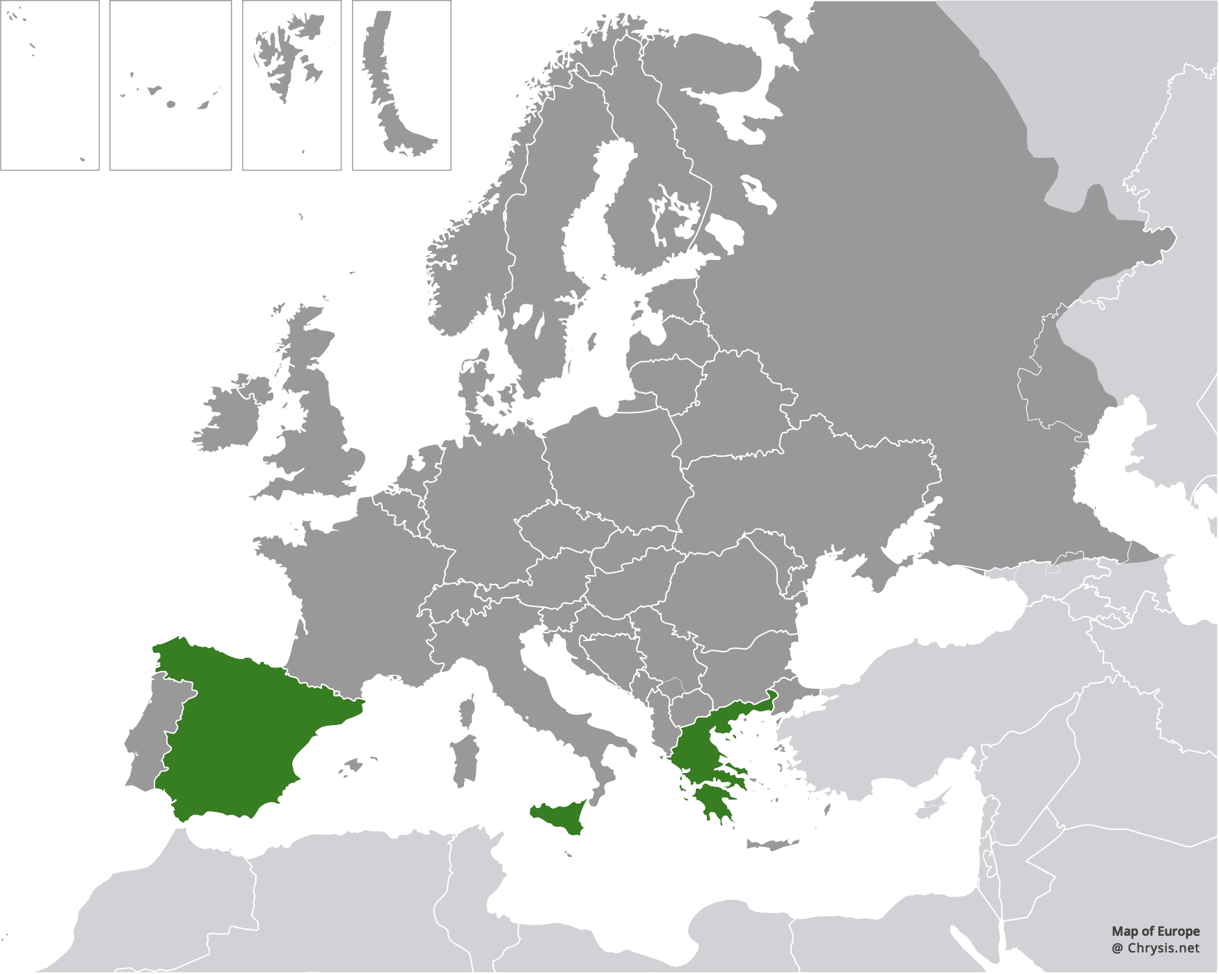 European distribution of Hedychridium carmelitanum