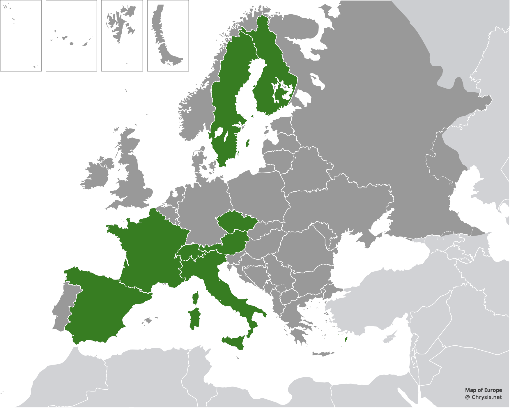 European distribution of Hedychridium chloropygum Buysson, 1888