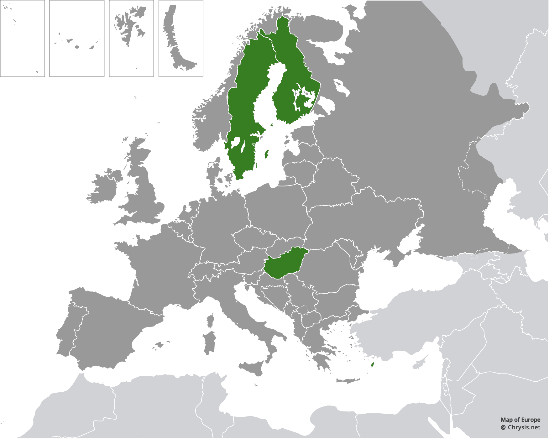 European distribution of Hedychridium chloropygum spatium Linsenmaier, 1959