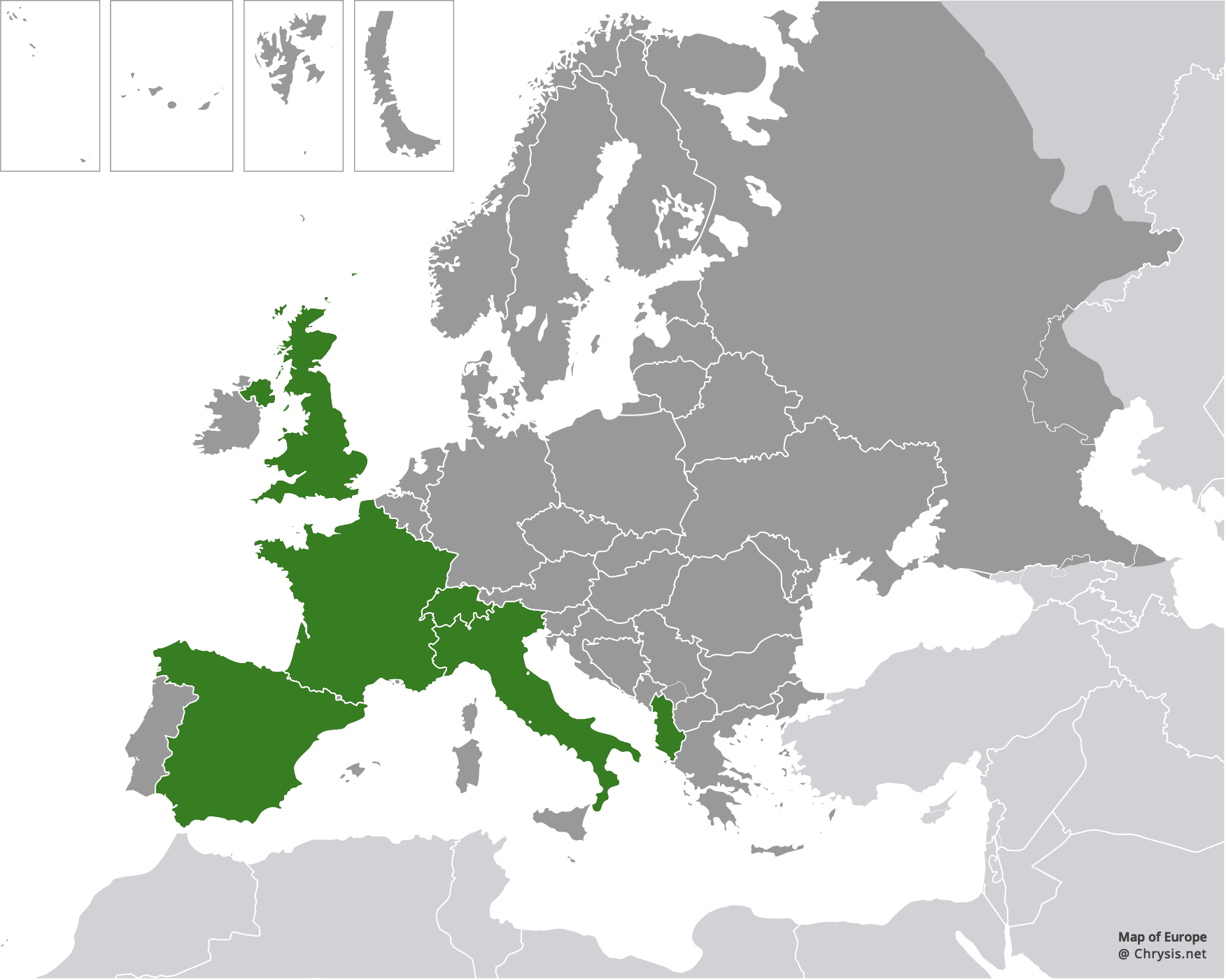 European distribution of Hedychridium cupratum