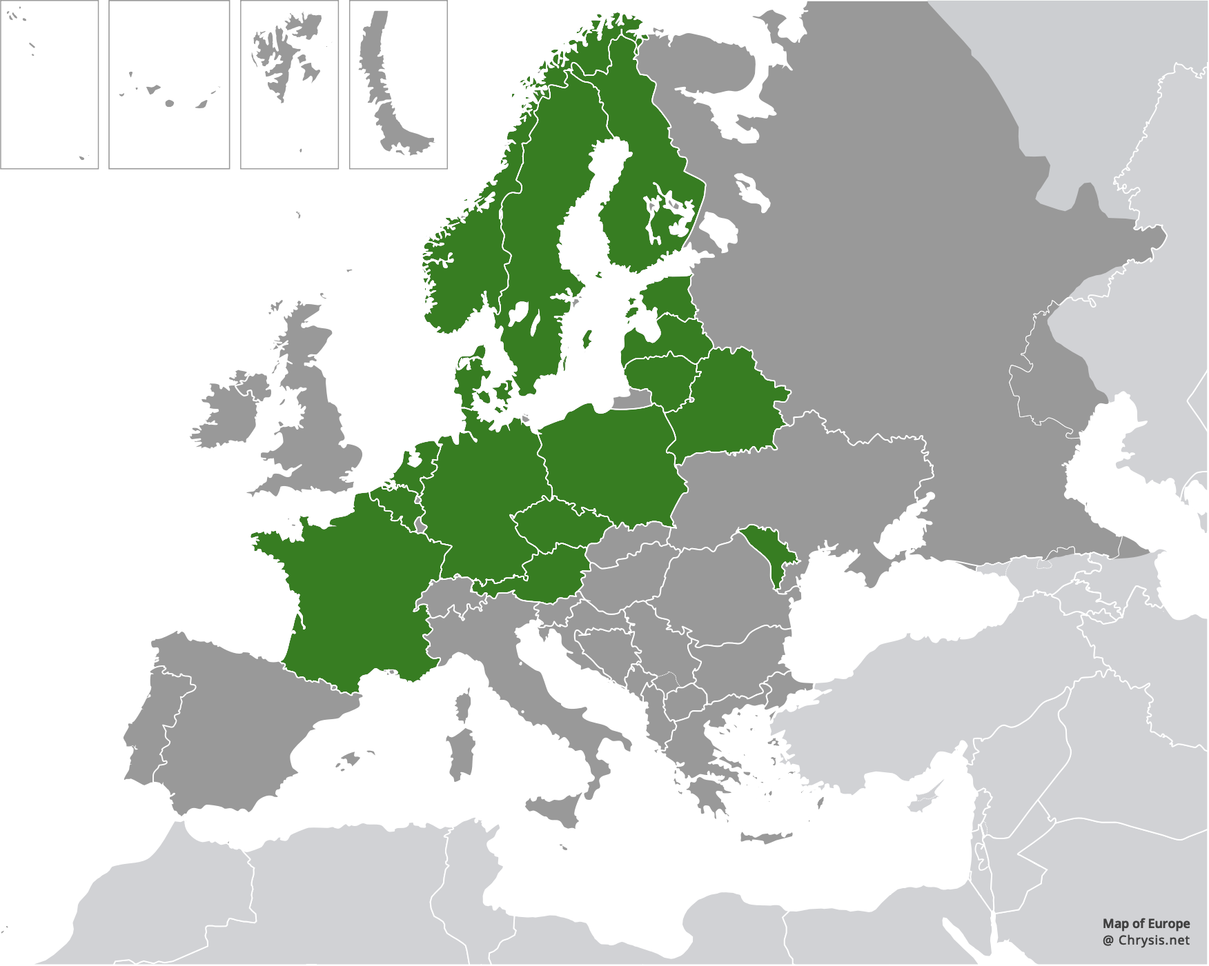 European distribution of Hedychridium cupreum