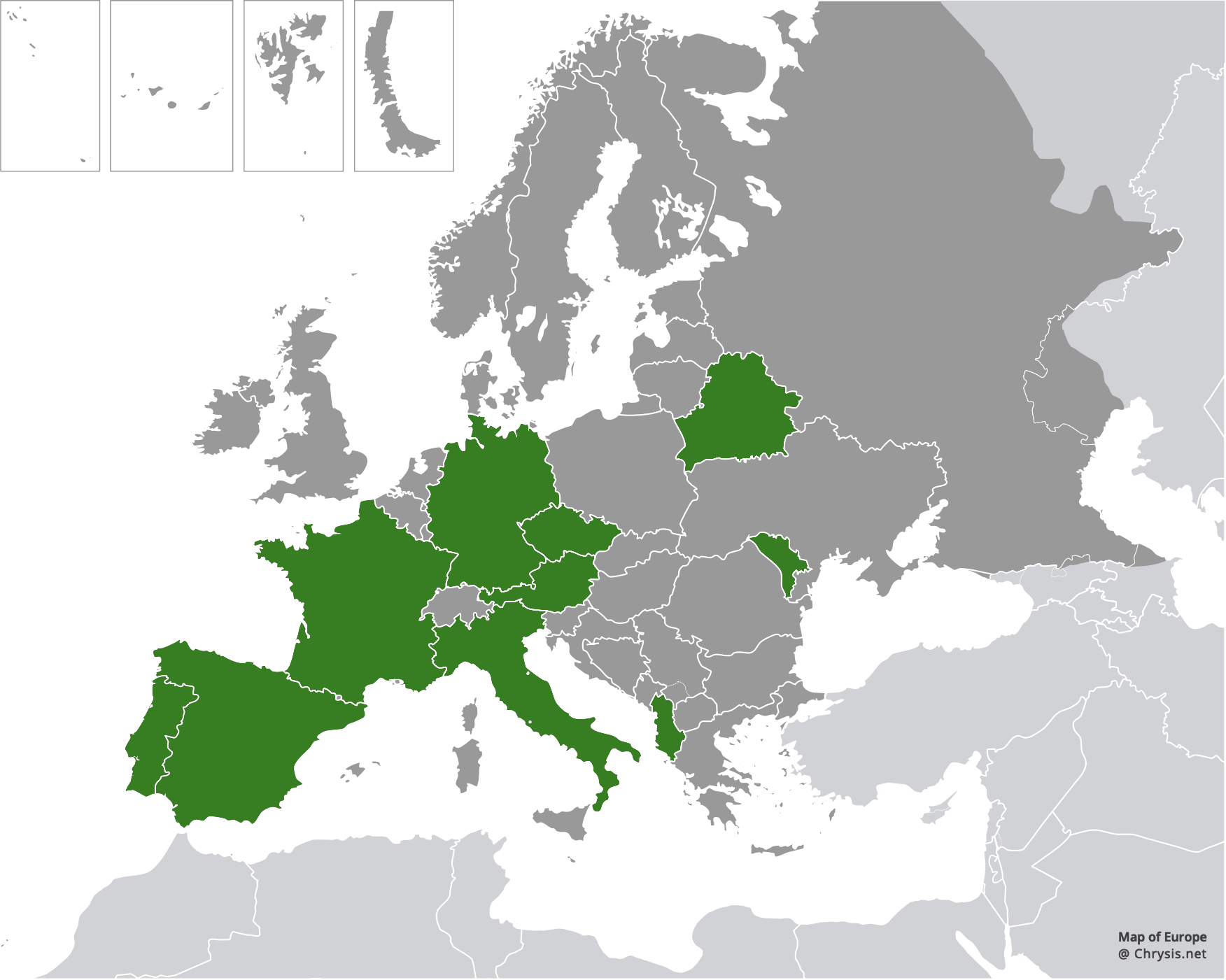 European distribution of Hedychridium elegantulum Buysson, 1887