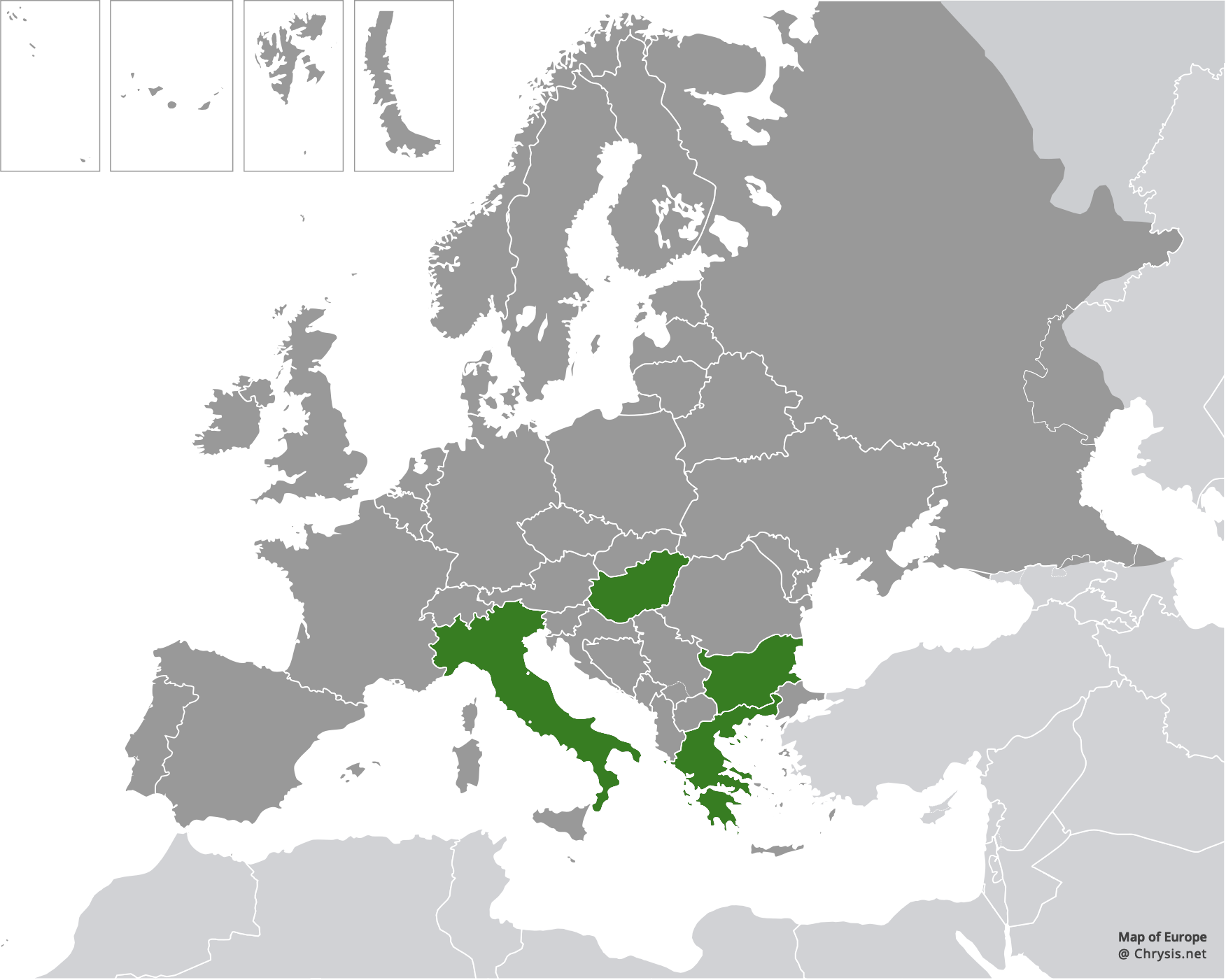 European distribution of Hedychridium irregulare Linsenmaier, 1959