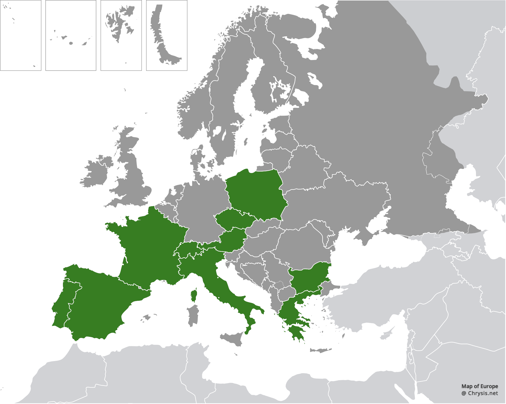 European distribution of Hedychridium mediocrum Linsenmaier, 1987