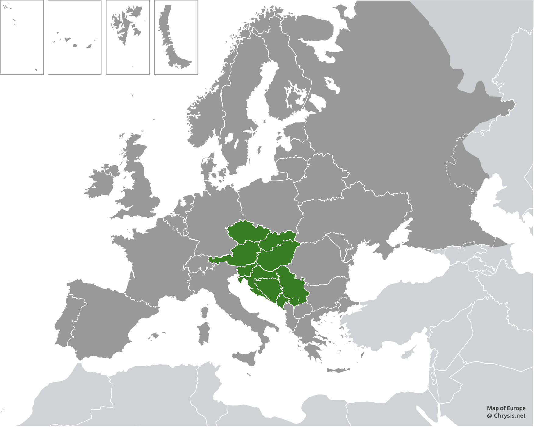 European distribution of Hedychridium parkanense Balthasar, 1946