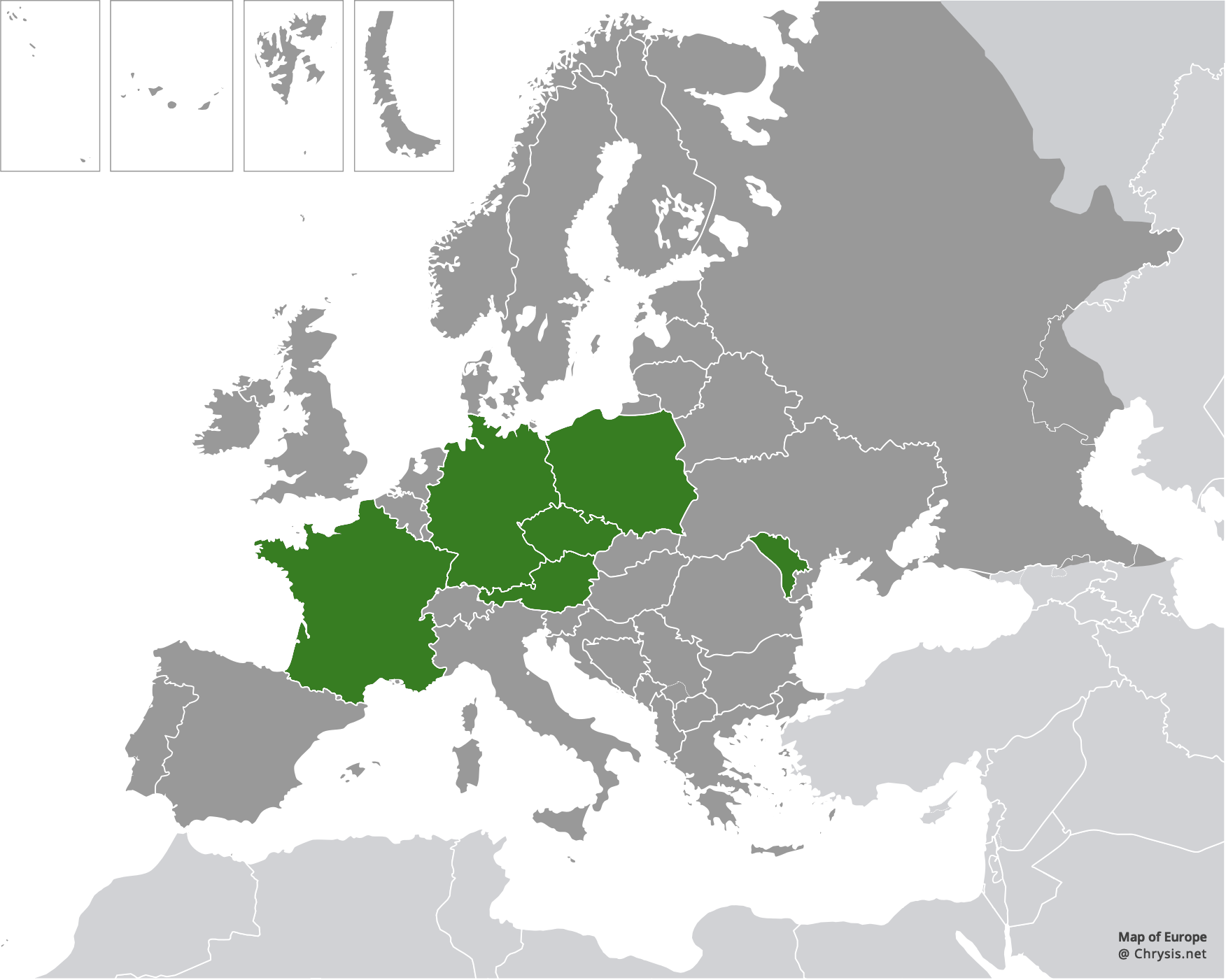 European distribution of Hedychridium purpurascens (Dahlbom, 1854)