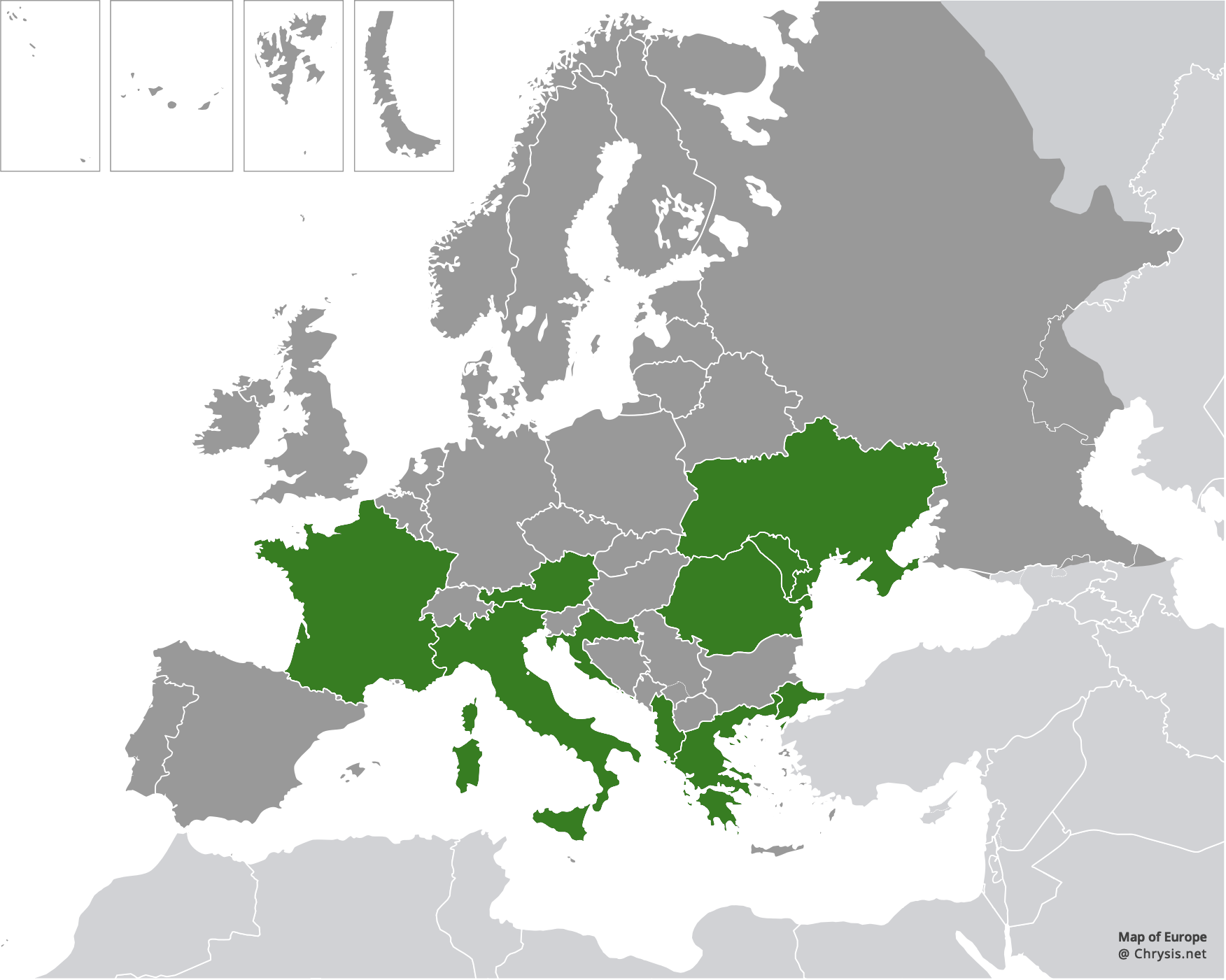 European distribution of Hedychridium sculpturatum (Abeille, 1877)