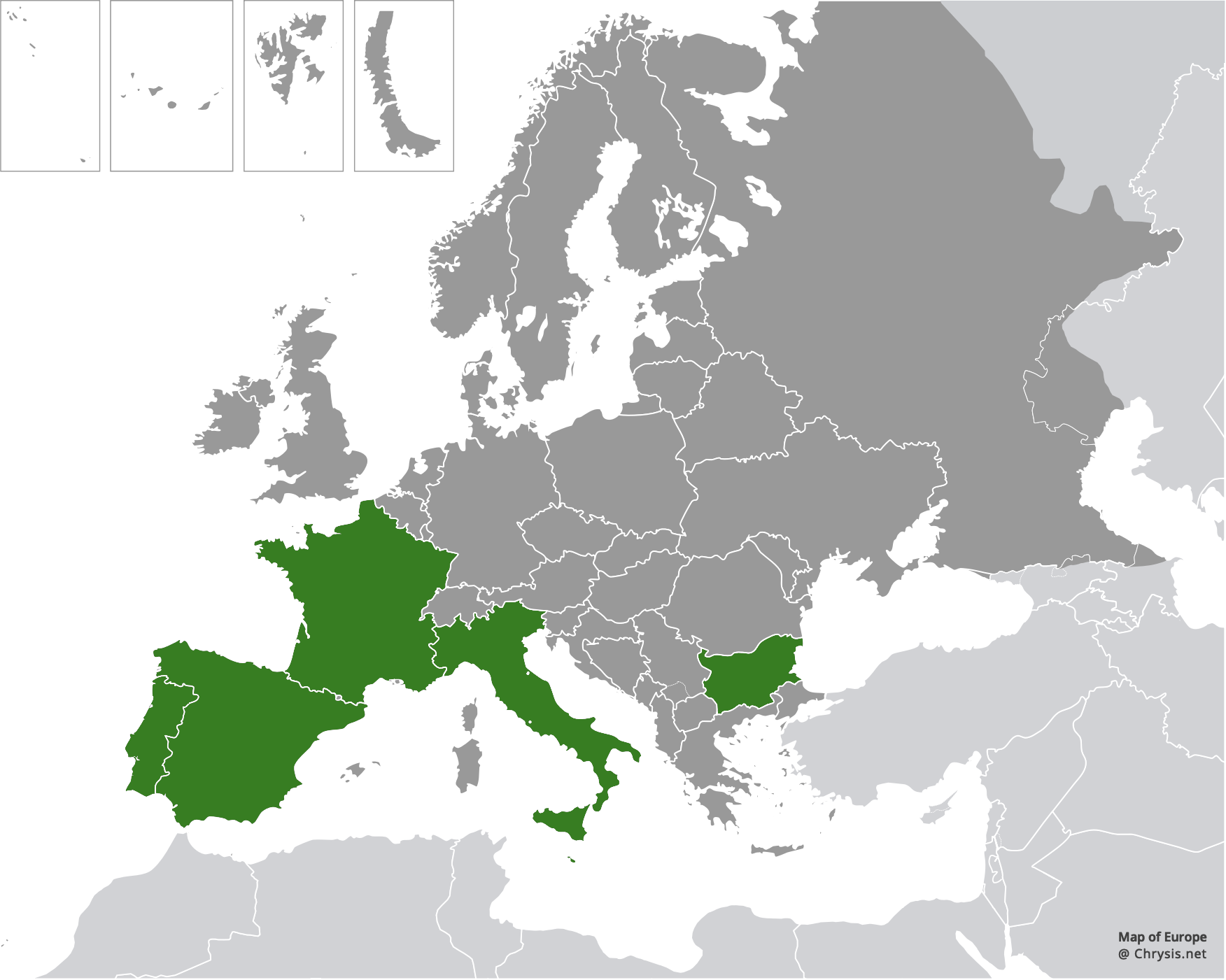 European distribution of Hedychridium scutellare (Tournier, 1878)