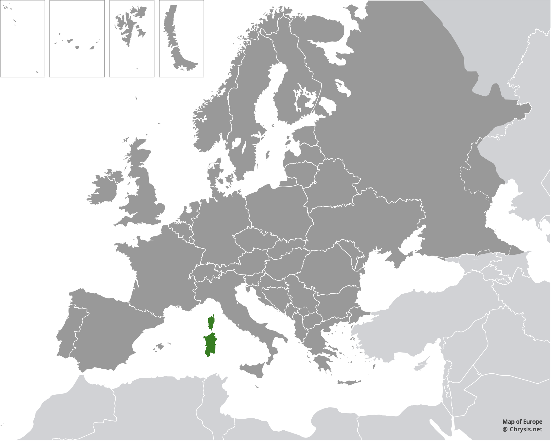 European distribution of Hedychridium scutellare sardiniense
