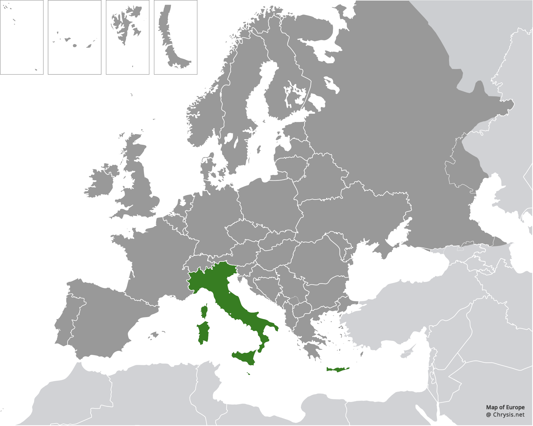 European distribution of Hedychridium tyrrhenicum Strumia, 2003