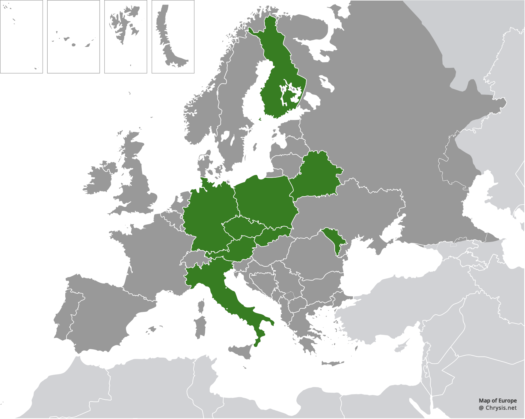 European distribution of Hedychridium zelleri (Dahlbom, 1845)