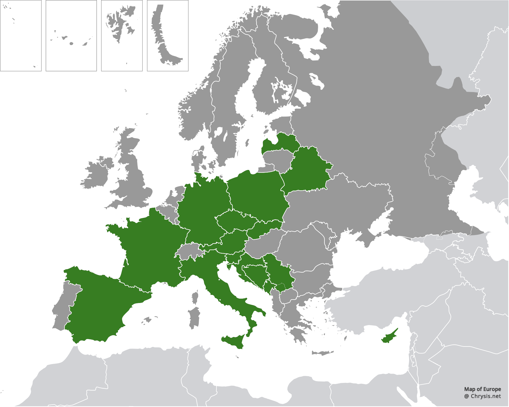 European distribution of Hedychrum chalybaeum Dahlbom, 1854