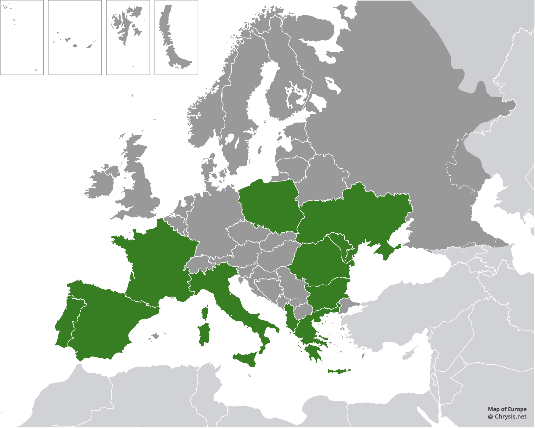 European distribution of Hedychrum longicolle Abeille, 1877