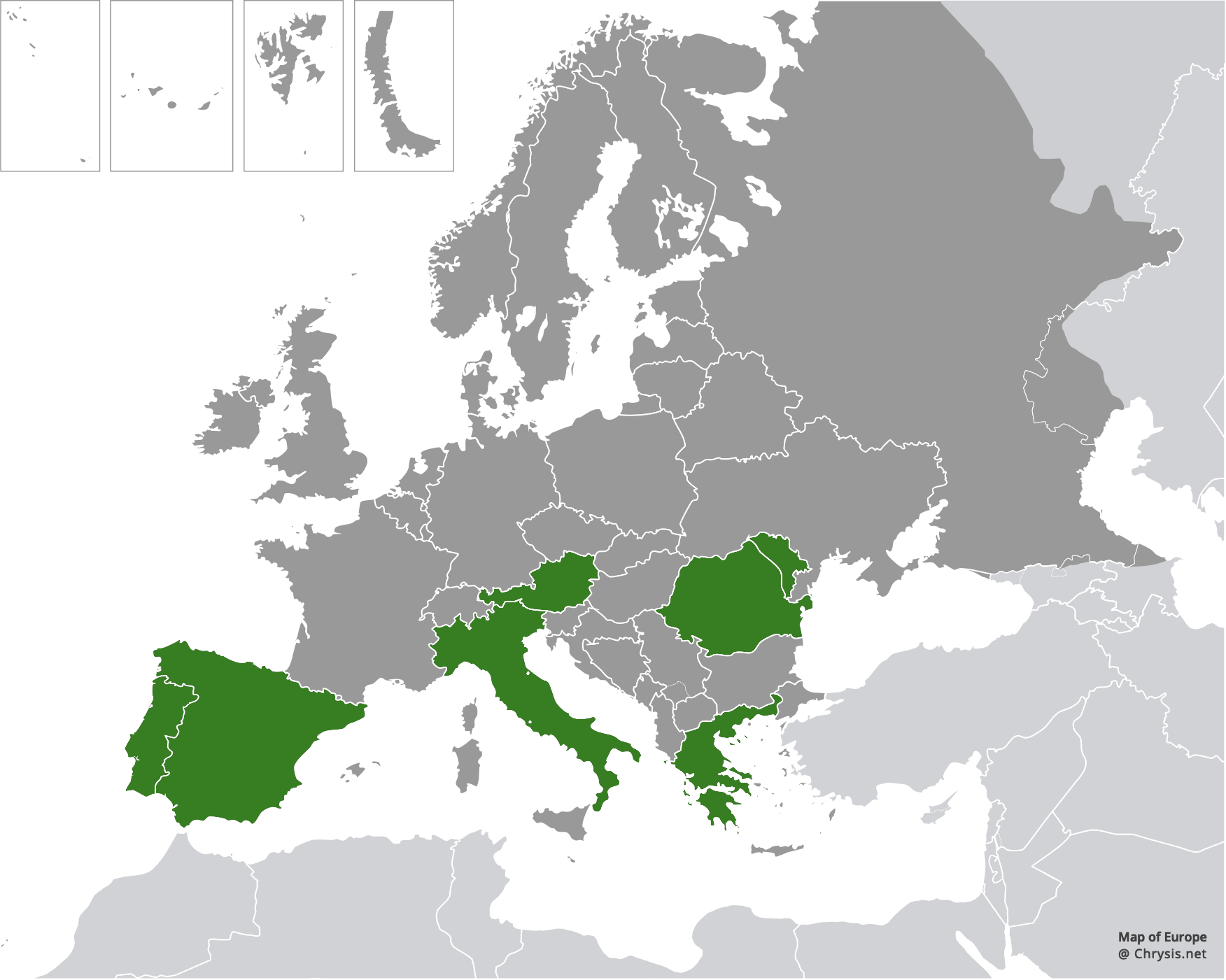 European distribution of Hedychrum virens
