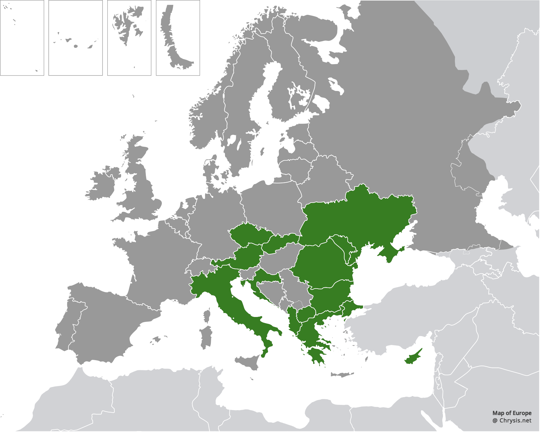 European distribution of Philoctetes bogdanovii (Radoszkovski, 1877)