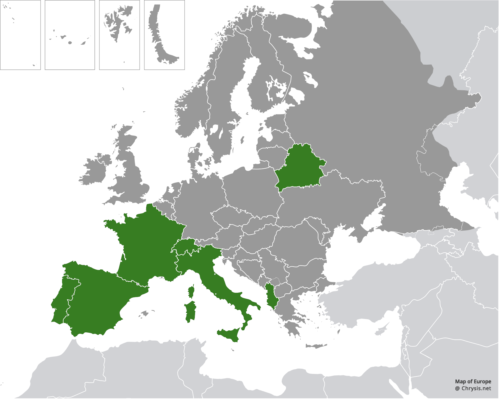 European distribution of Philoctetes punctulatus (Dahlbom, 1854)