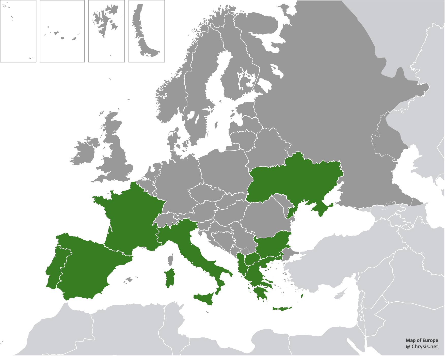 European distribution of Pseudochrysis humboldti (Dahlbom, 1845)