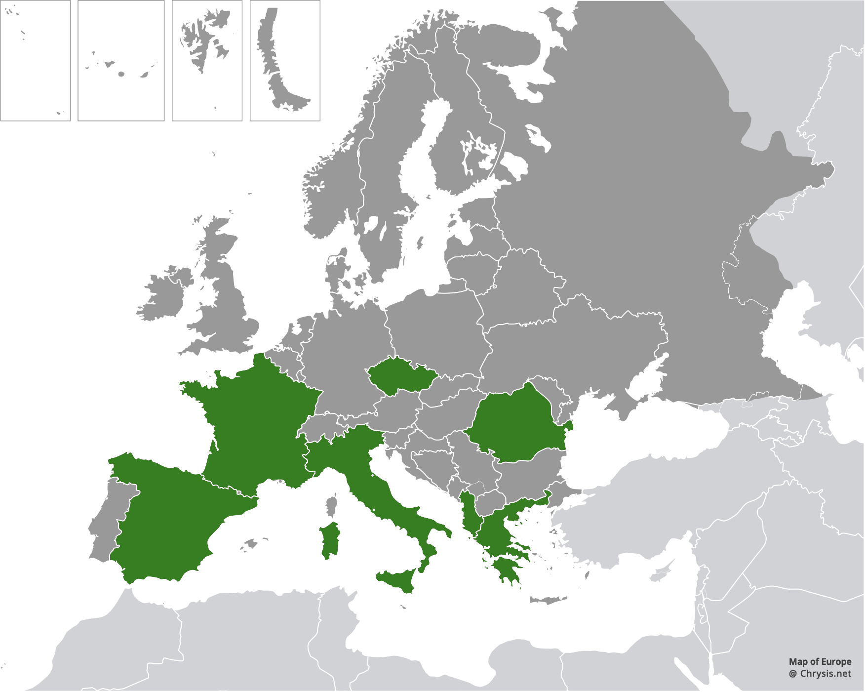 European distribution of Pseudochrysis uniformis (Dahlbom, 1854)