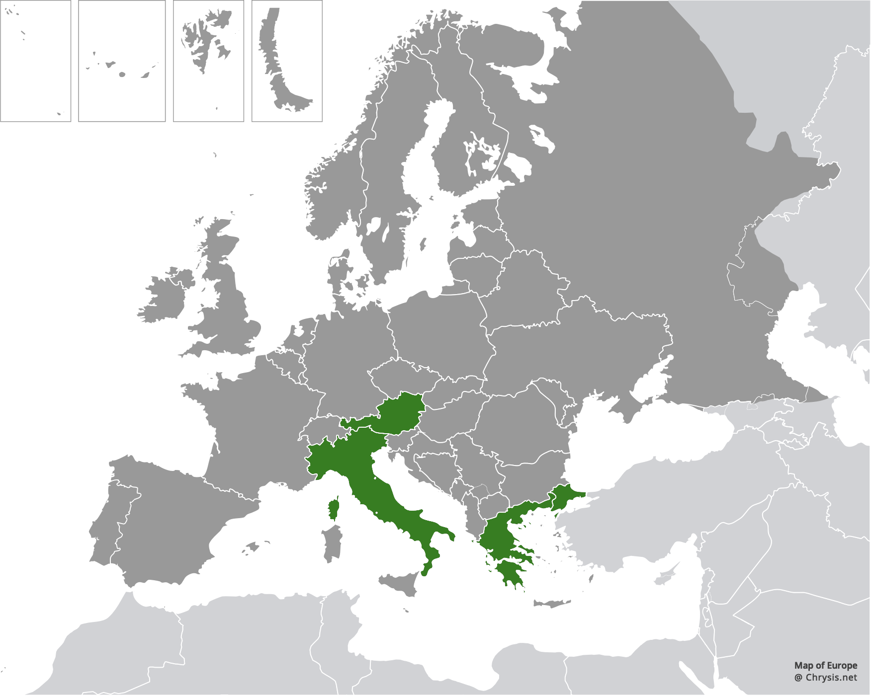 European distribution of Pseudomalus meridianus