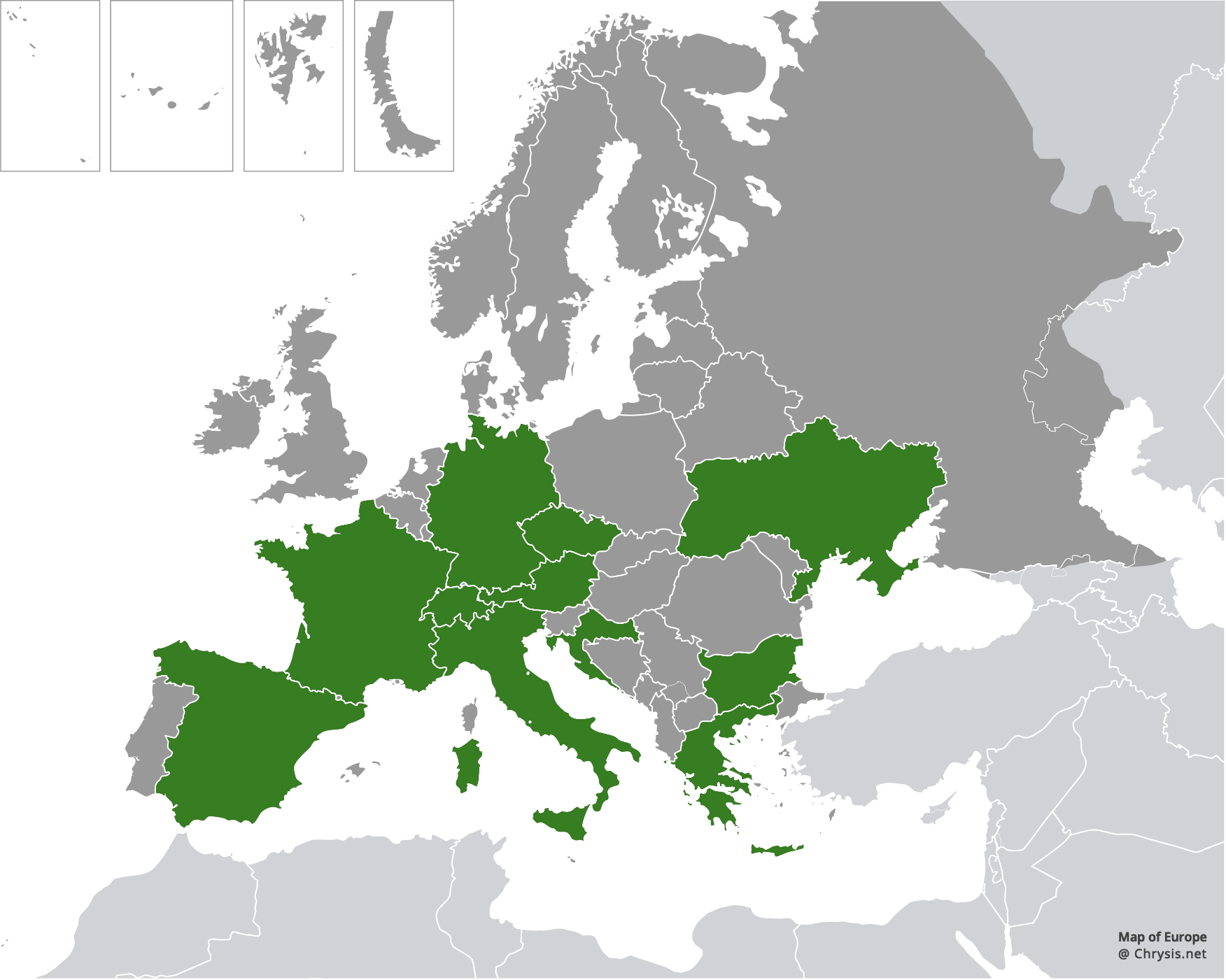 European distribution of Spintharina versicolor (Spinola, 1808)