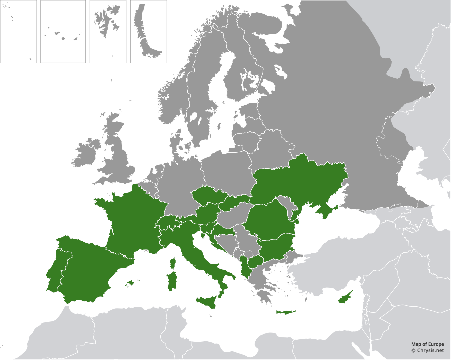 European distribution of Stilbum cyanurum (Forster, 1771)