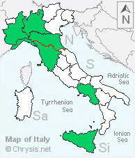 Italian distribution of Chrysellampus sculpticollis