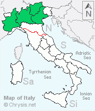 Italian distribution of Chrysis chrysoprasina