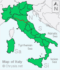 Italian distribution of Chrysis chrysostigma