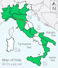 Italian distribution of Chrysis continentalis