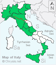 Italian distribution of Chrysis frivaldszkyi