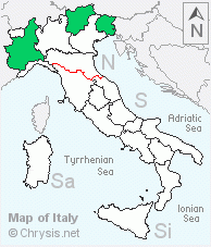 Italian distribution of Chrysis iris