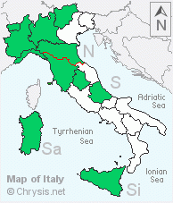 Italian distribution of Chrysis mediadentata