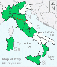 Italian distribution of Chrysis subsinuata