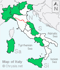 Italian distribution of Chrysura austriaca