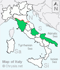 Italian distribution of Chrysura lydiae allegata